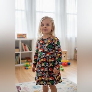 Marvel Superhero Graphic Dress with Blue and Red Accents
